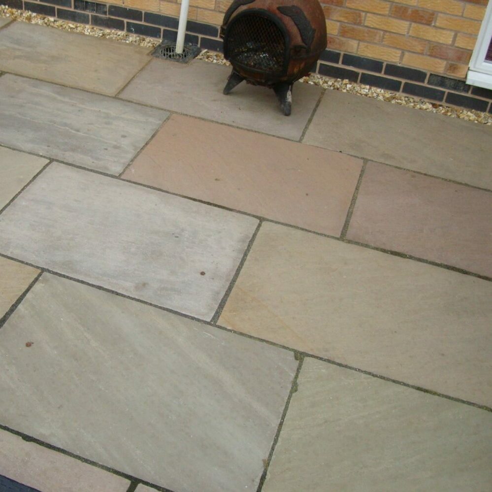 Raj Green Sandstone Single Size Paving Slabs The Mick George Group