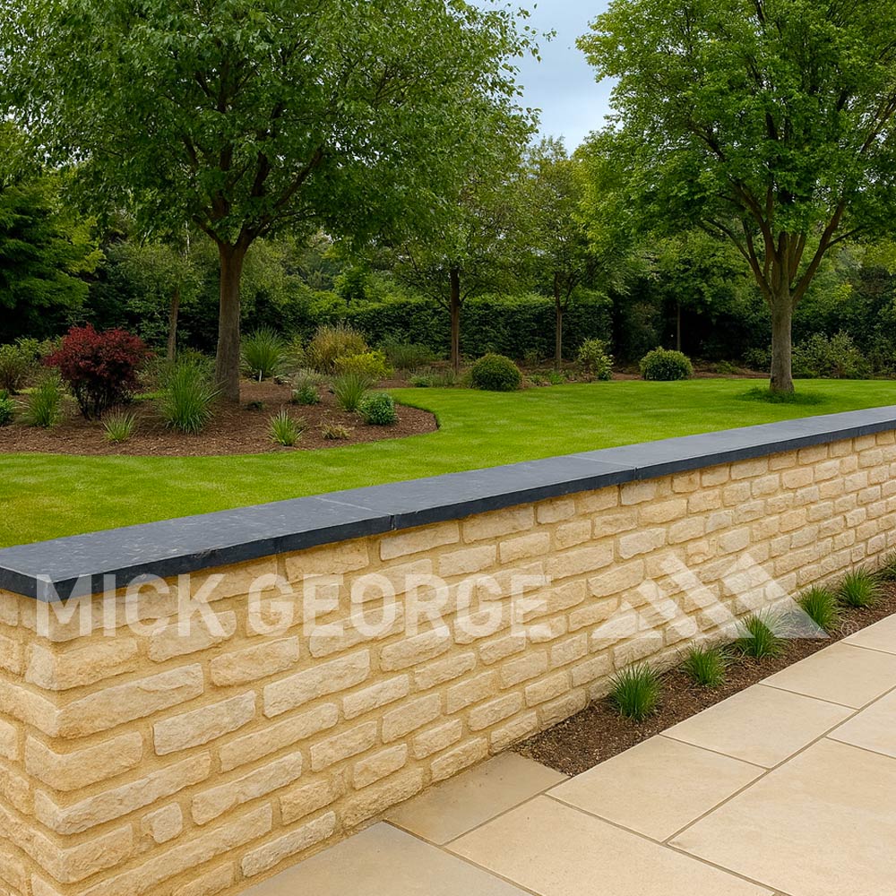 Black Limestone Wall Coping - Hand Dressed Edges