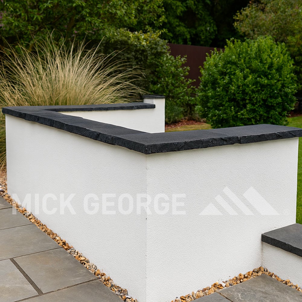 Black Limestone Wall Coping - Hand Dressed Edges