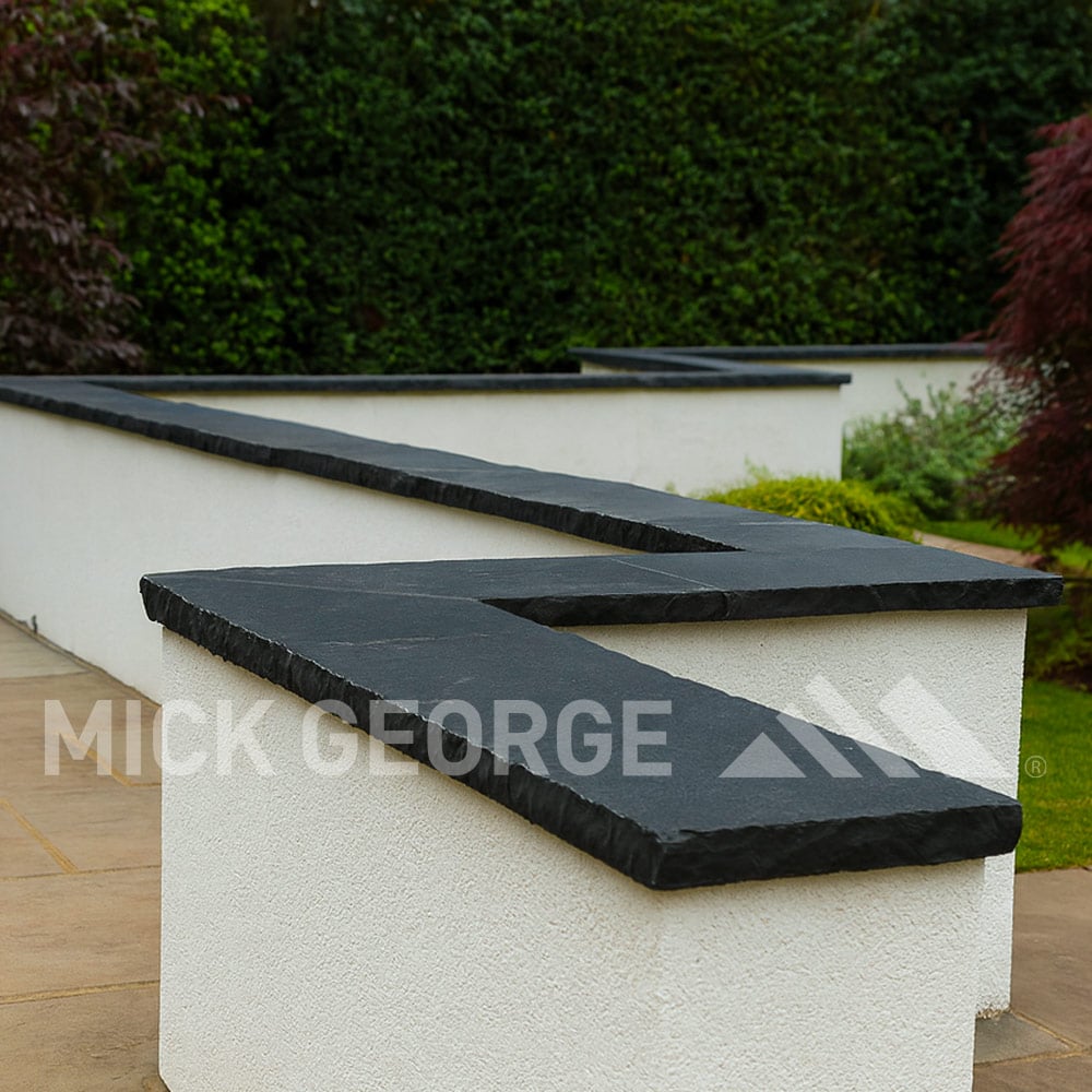 Black Limestone Wall Coping - Hand Dressed Edges
